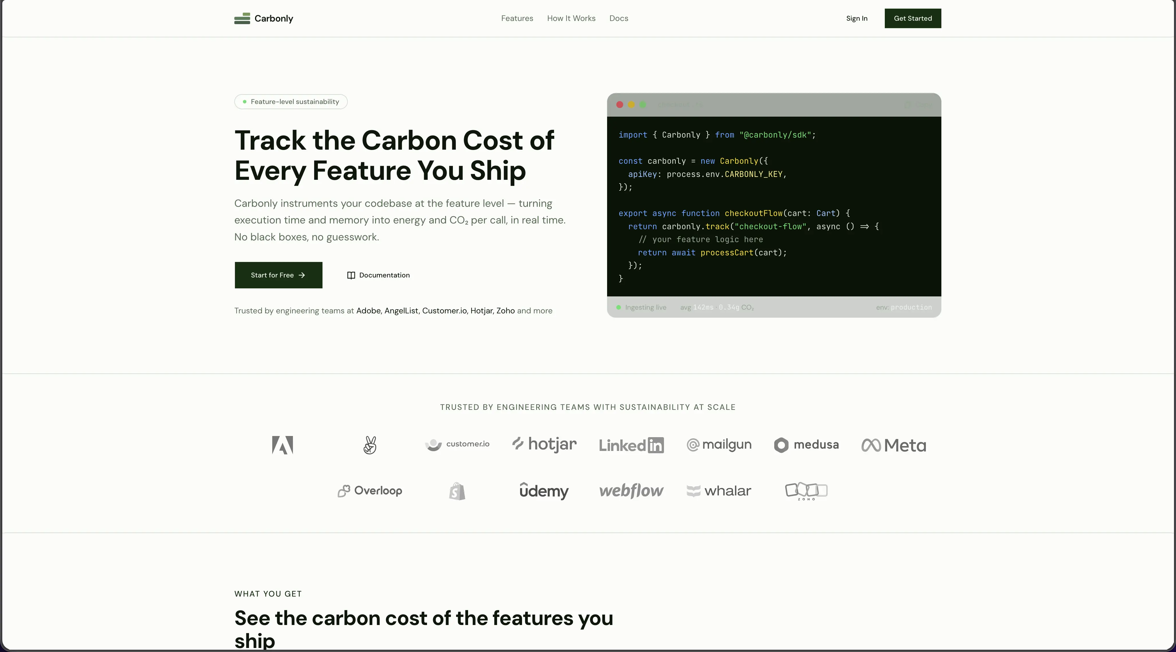Carbonly — Developer Sustainability Platform screenshot